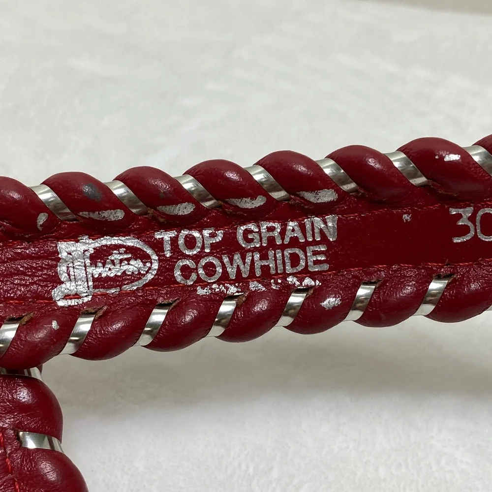 Justin Top‎ Grain Red Leather Braided Western Belt Cowgirl Rodeo